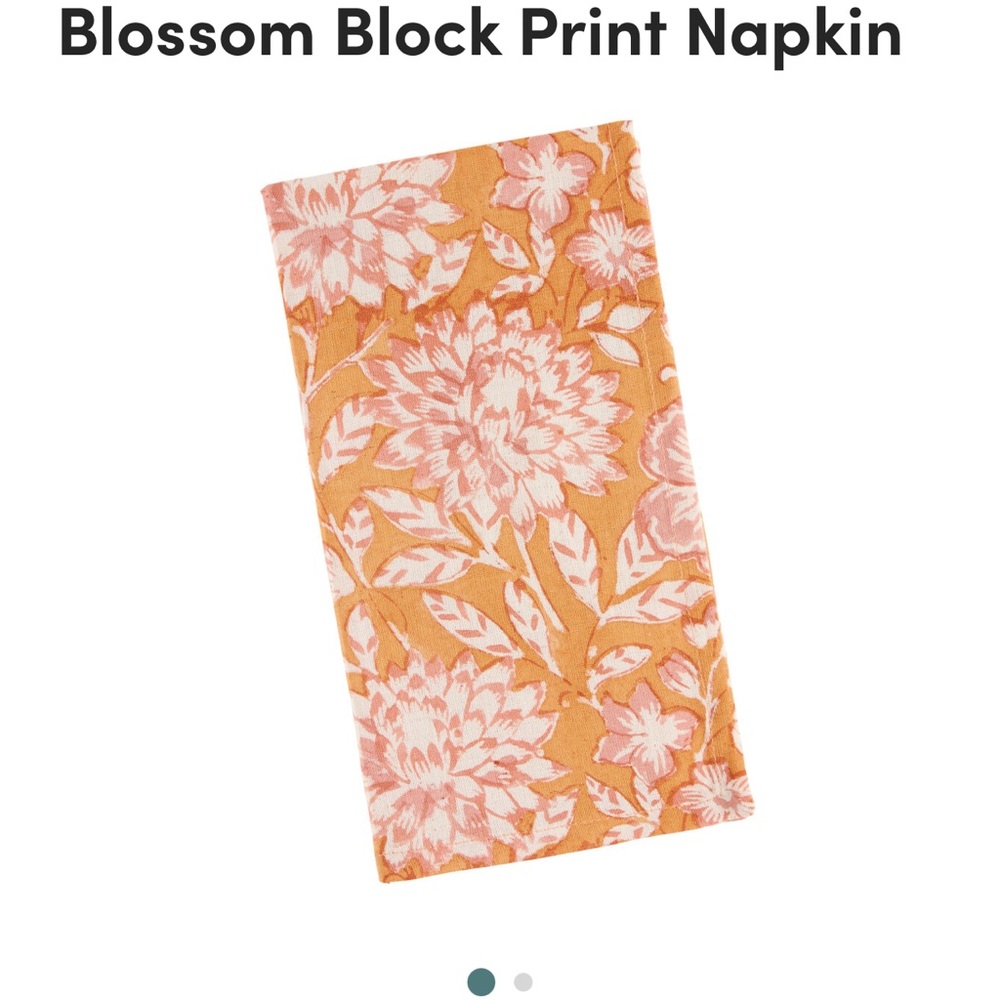 Set of 8 Cost Plus World Market Blossom Block Print Napkin